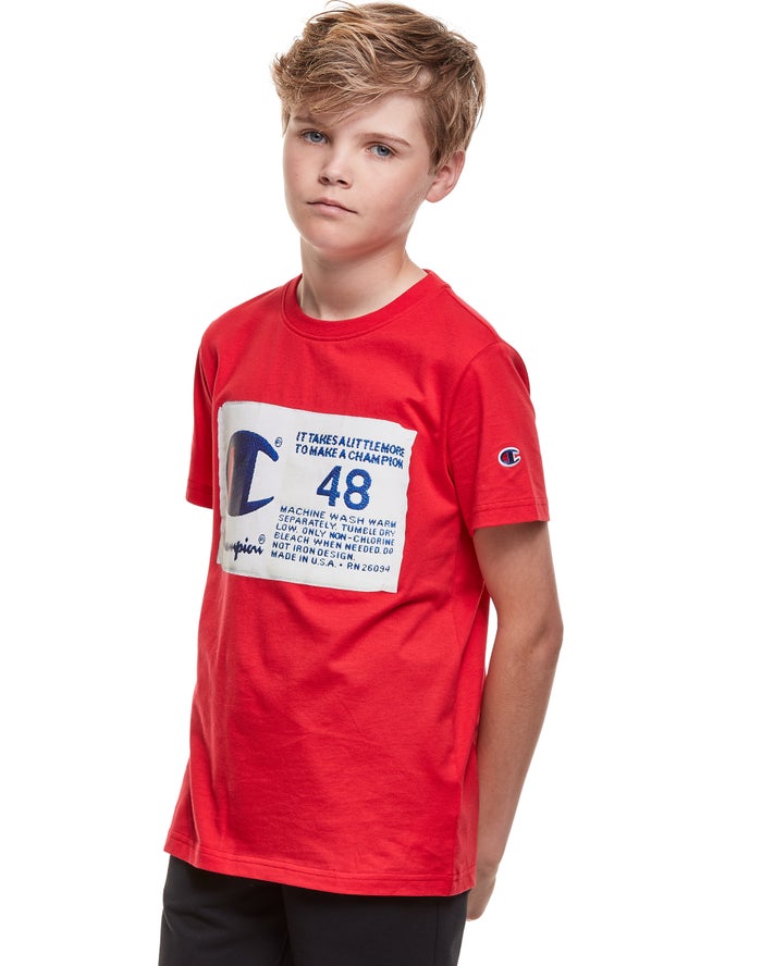 Champion Cotton Photo-real Jock Tag T-Shirt Jongens - Rood - Belgie 7815DCEAL